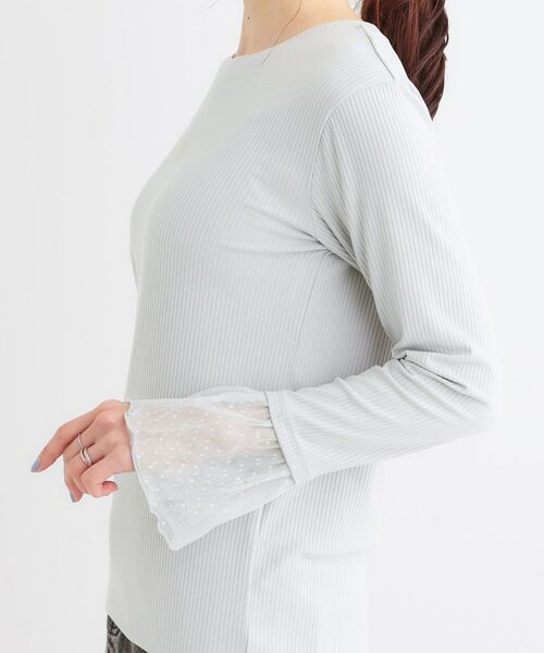 SHOO・LA・RUE / シューラルー カットソー | 【S-LL】重ね着コーデで差をつける お袖チュールリブトップス | 詳細17