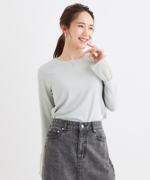 SHOO・LA・RUE / シューラルー カットソー | 【S-LL】重ね着コーデで差をつける お袖チュールリブトップス | 詳細5