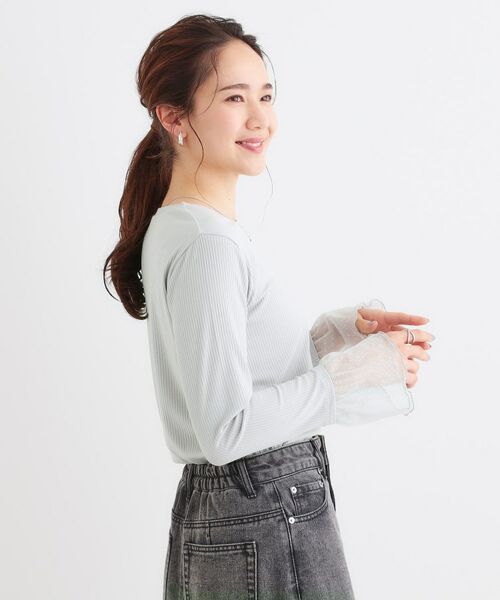 SHOO・LA・RUE / シューラルー カットソー | 【S-LL】重ね着コーデで差をつける お袖チュールリブトップス | 詳細6