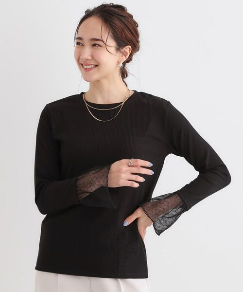 SHOO・LA・RUE / シューラルー カットソー | 【S-LL】重ね着コーデで差をつける お袖チュールリブトップス | 詳細9