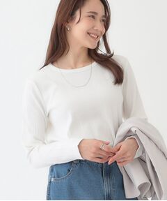 SHOO・LA・RUE / シューラルー カットソー | 【洗える/S-LL】ベーシックだから着回ししやすい ランダムテレコ リブ長袖トップス