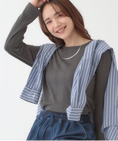SHOO・LA・RUE / シューラルー カットソー | 【洗える/S-LL】ベーシックだから着回ししやすい ランダムテレコ リブ長袖トップス