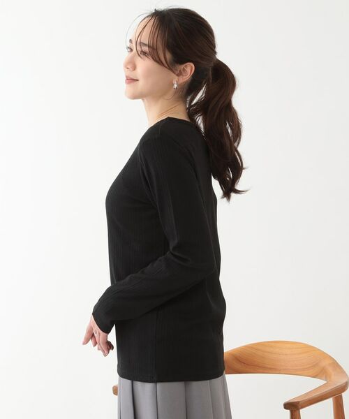 SHOO・LA・RUE / シューラルー カットソー | 【洗える/S-LL】ベーシックだから着回ししやすい ランダムテレコ リブ長袖トップス | 詳細10