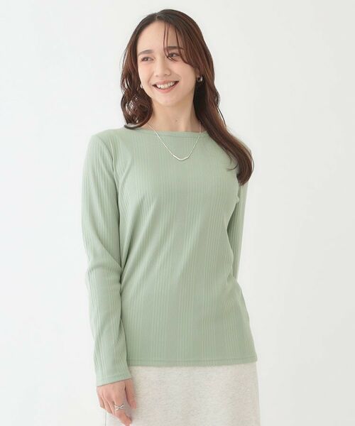 SHOO・LA・RUE / シューラルー カットソー | 【洗える/S-LL】ベーシックだから着回ししやすい ランダムテレコ リブ長袖トップス | 詳細13