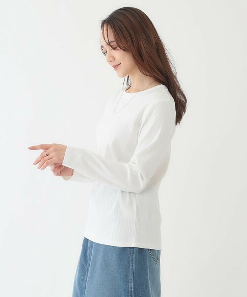 SHOO・LA・RUE / シューラルー カットソー | 【洗える/S-LL】ベーシックだから着回ししやすい ランダムテレコ リブ長袖トップス | 詳細2