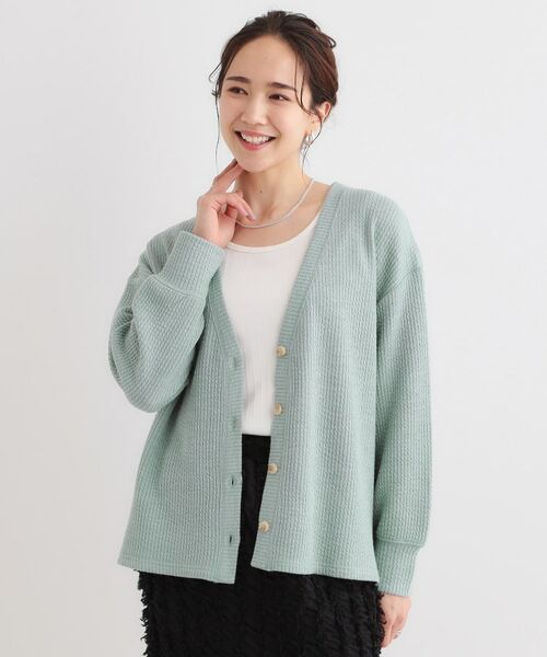 SHOO・LA・RUE / シューラルー カーディガン・ボレロ | 【S-LL】柔らかさが癖になる 凹凸Vネックカーディガン | 詳細1