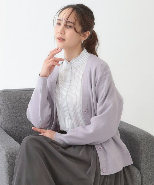 SHOO・LA・RUE / シューラルー カーディガン・ボレロ | 【洗える/S-LL】ドライタッチが心地よい 畦編みVネックカーディガン | 詳細2