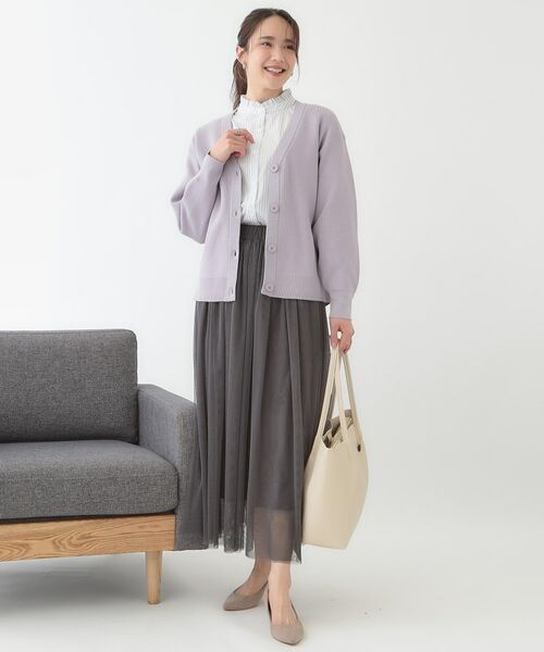 SHOO・LA・RUE / シューラルー カーディガン・ボレロ | 【洗える/S-LL】ドライタッチが心地よい 畦編みVネックカーディガン | 詳細3