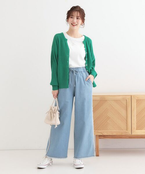 SHOO・LA・RUE / シューラルー カーディガン・ボレロ | 【洗える】ざっくり編みが大人かわいい キーネックカーディガン | 詳細3