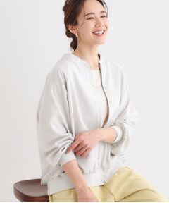 SHOO・LA・RUE / シューラルー レザーブルゾン・ジャケット | 【洗える/S-LL】麻調リブブルゾン