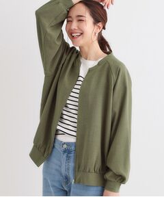 SHOO・LA・RUE / シューラルー レザーブルゾン・ジャケット | 【洗える/S-LL】麻調リブブルゾン