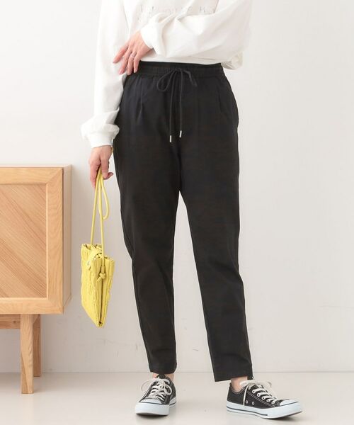 SHOO・LA・RUE/シューラルー 【洗える/SS-3L/美脚シルエット】綿ストレッチイージーテーパードパンツ ブラック(019) 03(L) SHOO・LA・RUE/シューラルー 【洗える/SS-3L/美脚シルエット】綿ストレッチイージーテーパードパンツ ブラック(019) 03(L)