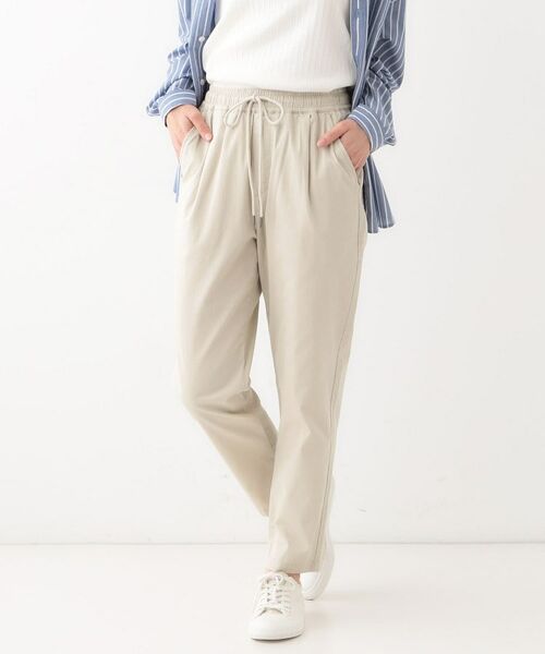 SHOO・LA・RUE/シューラルー 【洗える/SS-3L/美脚シルエット】綿ストレッチイージーテーパードパンツ ベージュ(052) 03(L) SHOO・LA・RUE/シューラルー 【洗える/SS-3L/美脚シルエット】綿ストレッチイージーテーパードパンツ ベージュ(052) 03(L)