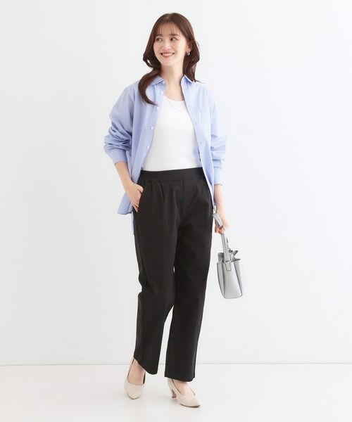 SHOO・LA・RUE / シューラルー パンツ | 【洗える/S-3L】ストレッチで楽な穿き心地 綿イージーストレートパンツ | 詳細3