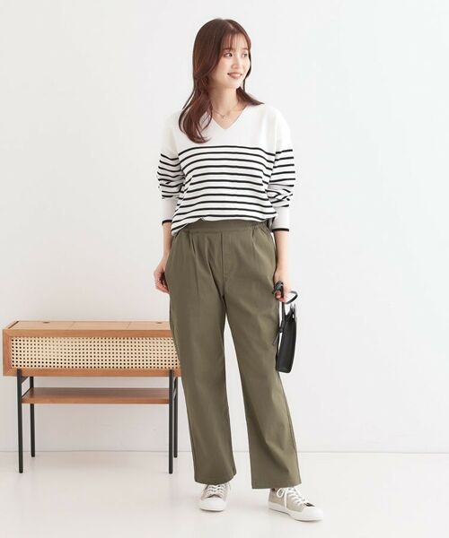 SHOO・LA・RUE / シューラルー パンツ | 【洗える/S-3L】ストレッチで楽な穿き心地 綿イージーストレートパンツ | 詳細7