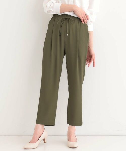 SHOO・LA・RUE/シューラルー 【洗える/SS-3L】さらさらぷるん イージーテーパードパンツ カーキ(027) 01(S) SHOO・LA・RUE/シューラルー 【洗える/SS-3L】さらさらぷるん イージーテーパードパンツ カーキ(027) 01(S)