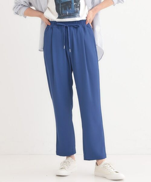 SHOO・LA・RUE/シューラルー 【洗える/SS-3L】さらさらぷるん イージーテーパードパンツ ブルー(092) 02(M) SHOO・LA・RUE/シューラルー 【洗える/SS-3L】さらさらぷるん イージーテーパードパンツ ブルー(092) 02(M)