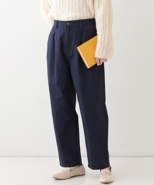 SHOO・LA・RUE/シューラルー 【洗える/S-LL】脚のラインを拾いにくい 綿ツイルカーブパンツ ネイビー(094) 04(LL) SHOO・LA・RUE/シューラルー 【洗える/S-LL】脚のラインを拾いにくい 綿ツイルカーブパンツ ネイビー(094) 04(LL)