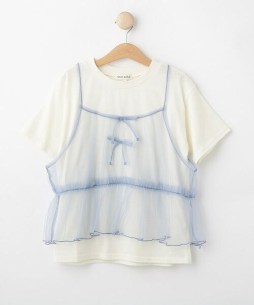 SHOO・LA・RUE/シューラルー 【130-150cm】チュールキャミドッキングTシャツ ブルー(091) 13(130cm) SHOO・LA・RUE/シューラルー 【130-150cm】チュールキャミドッキングTシャツ ブルー(091) 13(130cm)