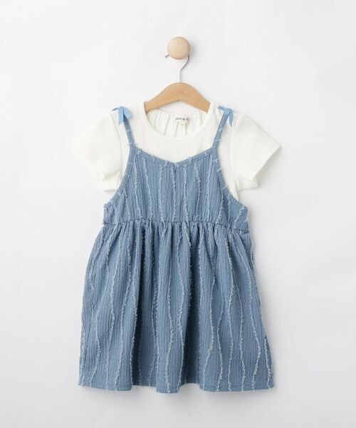 SHOO・LA・RUE/シューラルー 【100-150cm/2点セット】フリンジ楊柳キャミチュニック+Tシャツセット ブルー(091) 12(120cm) SHOO・LA・RUE/シューラルー 【100-150cm/2点セット】フリンジ楊柳キャミチュニック+Tシャツセット ブルー(091) 12(120cm)