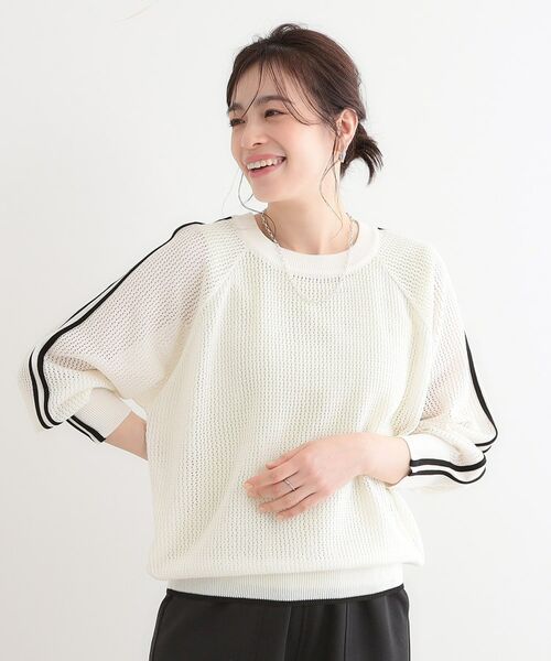 SHOO・LA・RUE / シューラルー ニット・セーター | 麻タッチメッシュラインニット | 詳細1