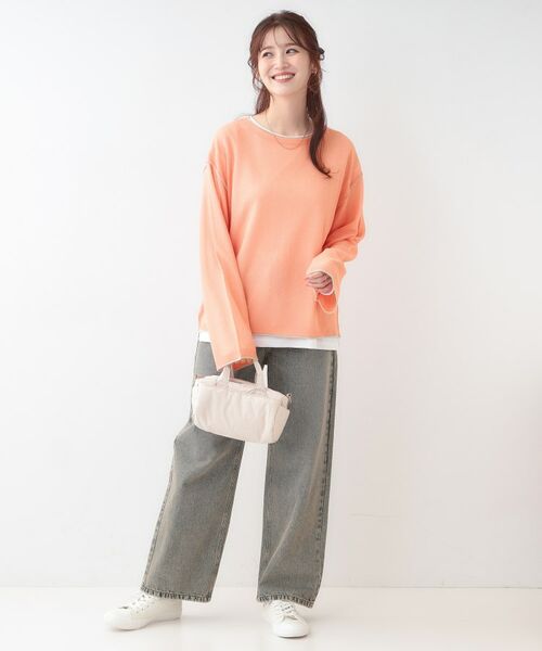 SHOO・LA・RUE / シューラルー ニット・セーター | 【S-LL/2枚セット】シアー感も楽しめる 光沢カノコ編み配色ニット+ロンT | 詳細11