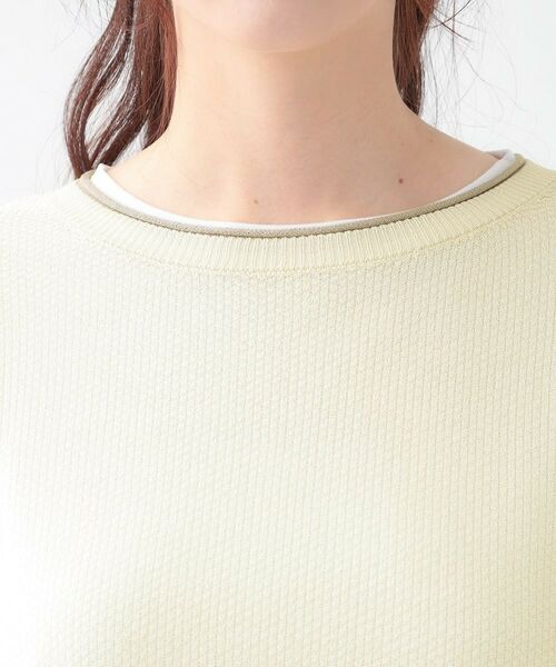 SHOO・LA・RUE / シューラルー ニット・セーター | 【S-LL/2枚セット】シアー感も楽しめる 光沢カノコ編み配色ニット+ロンT | 詳細20