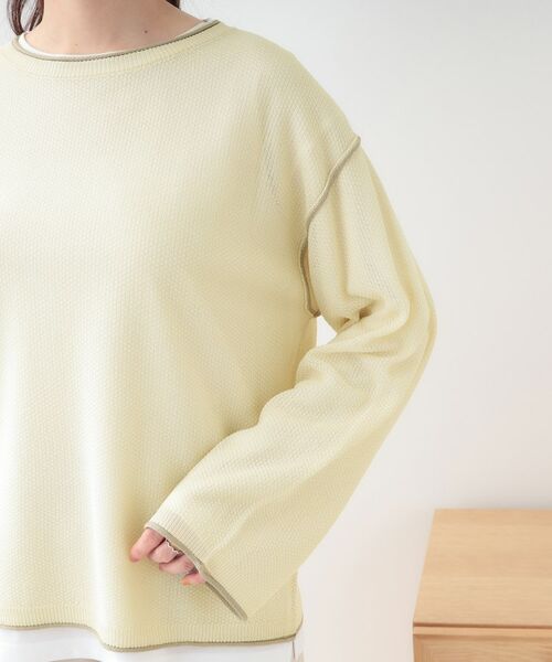 SHOO・LA・RUE / シューラルー ニット・セーター | 【S-LL/2枚セット】シアー感も楽しめる 光沢カノコ編み配色ニット+ロンT | 詳細21