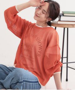 SHOO・LA・RUE / シューラルー その他トップス | 【S-LL/2点セット】前後2WAYで着られるメッシュニット＋ロゴTシャツ