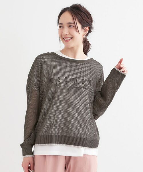 SHOO・LA・RUE / シューラルー その他トップス | 【S-LL/2点セット】前後2WAYで着られるメッシュニット＋ロゴTシャツ | 詳細17