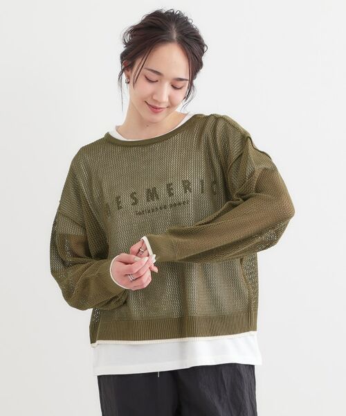 SHOO・LA・RUE / シューラルー その他トップス | 【S-LL/2点セット】前後2WAYで着られるメッシュニット＋ロゴTシャツ | 詳細24