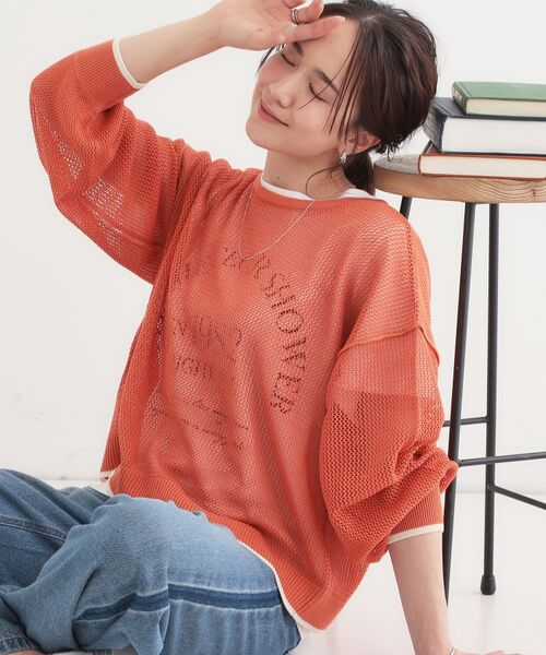 SHOO・LA・RUE/シューラルー 【2点セット】メッシュ2WAYニット+ロゴTシャツセット オレンジ(067) 03(L) SHOO・LA・RUE/シューラルー 【2点セット】メッシュ2WAYニット+ロゴTシャツセット オレンジ(067) 03(L)