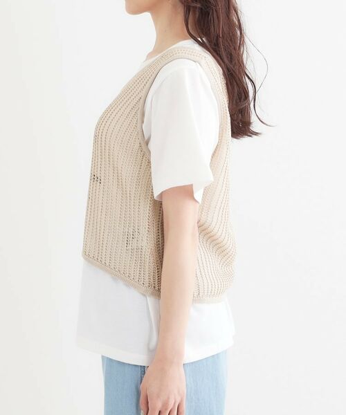 【2点SET】メッシュベストSETシャツ 2点セット】メッシュニットベスト×ロゴTシャツセット（トップス