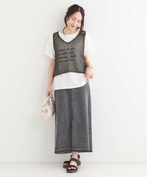セール】 【2点セット】メッシュニットベスト×ロゴTシャツセット