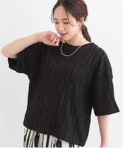 SHOO・LA・RUE / シューラルー カットソー | 1枚で着映え ジャカードフリンジ5分袖トップス
