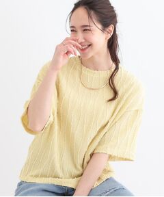 SHOO・LA・RUE / シューラルー カットソー | 1枚で着映え ジャカードフリンジ5分袖トップス