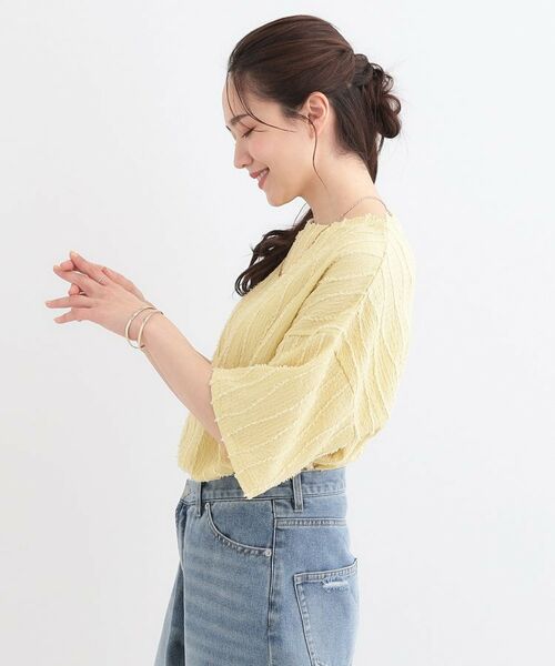 SHOO・LA・RUE / シューラルー カットソー | 1枚で着映え ジャカードフリンジ5分袖トップス | 詳細14