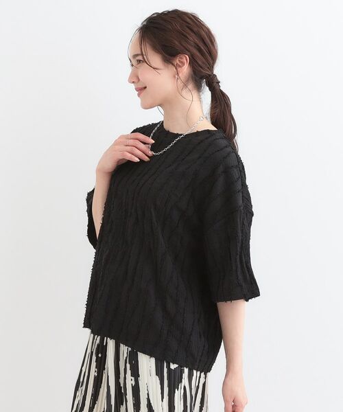 SHOO・LA・RUE / シューラルー カットソー | 1枚で着映え ジャカードフリンジ5分袖トップス | 詳細2
