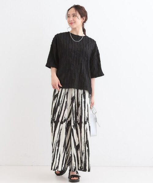 SHOO・LA・RUE / シューラルー カットソー | 1枚で着映え ジャカードフリンジ5分袖トップス | 詳細3