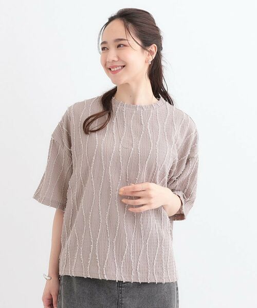 SHOO・LA・RUE / シューラルー カットソー | 1枚で着映え ジャカードフリンジ5分袖トップス | 詳細5