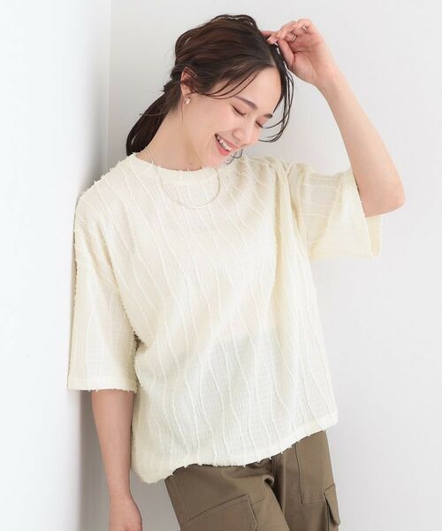 SHOO・LA・RUE / シューラルー カットソー | 1枚で着映え ジャカードフリンジ5分袖トップス | 詳細9