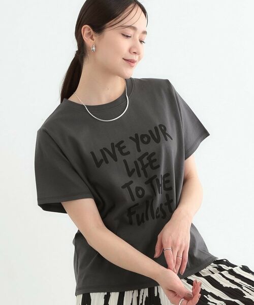 SHOO・LA・RUE/シューラルー プリントアソート ベーシックTシャツ チャコールグレー(314) 02(M) SHOO・LA・RUE/シューラルー プリントアソート ベーシックTシャツ チャコールグレー(314) 02(M)