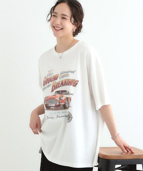 SHOO・LA・RUE/シューラルー プリントBIG Tシャツ ホワイト(201) 00(FREE) SHOO・LA・RUE/シューラルー プリントBIG Tシャツ ホワイト(201) 00(FREE)