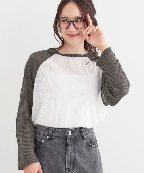 SHOO・LA・RUE/シューラルー シアーラグランロンT ホワイト(001) 03(L) SHOO・LA・RUE/シューラルー シアーラグランロンT ホワイト(001) 03(L)