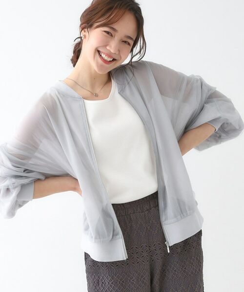 SHOO・LA・RUE/シューラルー シアーレイヤードブルゾン ライトグレー(011) 02(M) SHOO・LA・RUE/シューラルー シアーレイヤードブルゾン ライトグレー(011) 02(M)