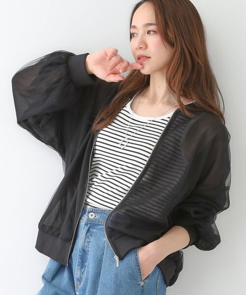 SHOO・LA・RUE/シューラルー シアーレイヤードブルゾン ブラック(019) 02(M) SHOO・LA・RUE/シューラルー シアーレイヤードブルゾン ブラック(019) 02(M)
