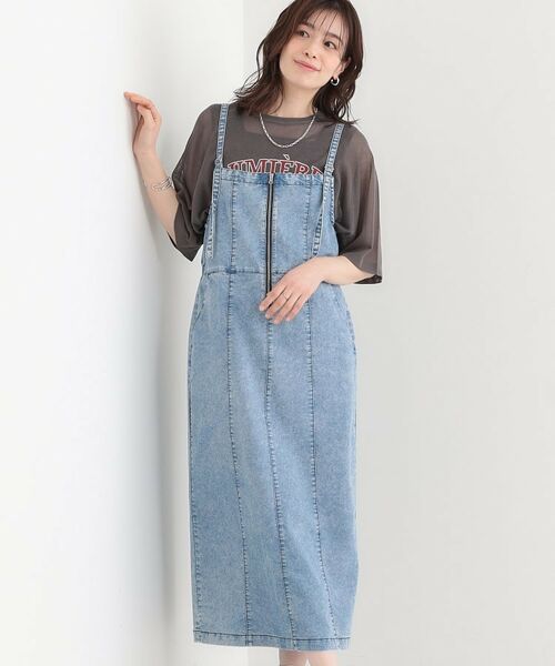 SHOO・LA・RUE/シューラルー ライトオンスデニム ZIPキャミワンピース ブルー(091) 02(M) SHOO・LA・RUE/シューラルー ライトオンスデニム ZIPキャミワンピース ブルー(091) 02(M)