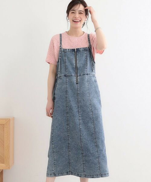 SHOO・LA・RUE/シューラルー ライトオンスデニム ZIPキャミワンピース ブルー(092) 02(M) SHOO・LA・RUE/シューラルー ライトオンスデニム ZIPキャミワンピース ブルー(092) 02(M)