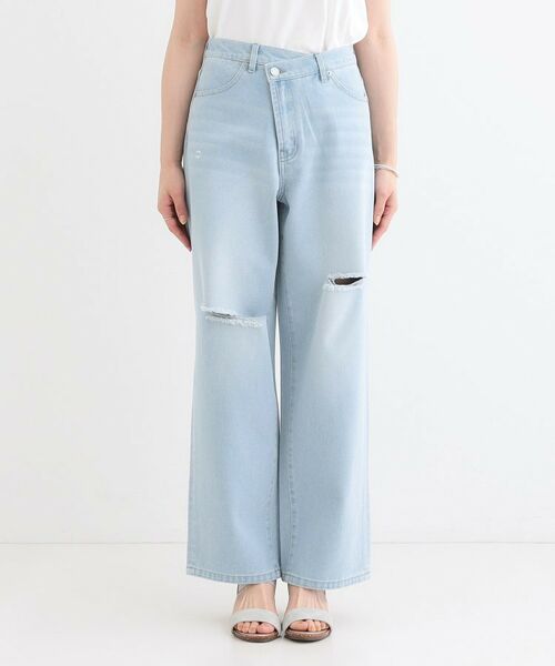SHOO・LA・RUE / シューラルー デニムパンツ | 【洗える/S-LL】アシメウエスト ダメージデニム | 詳細9