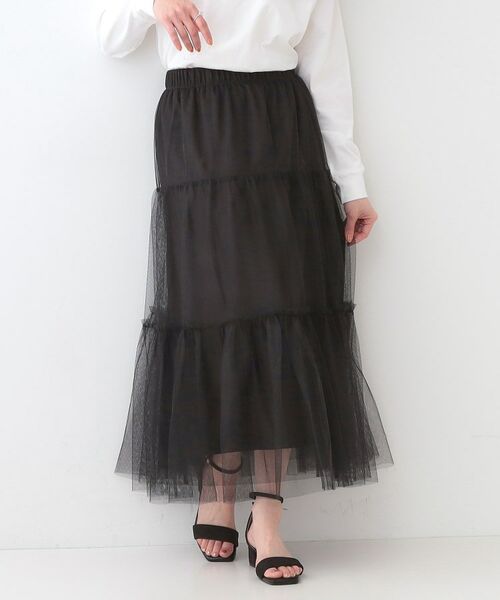 SHOO・LA・RUE/シューラルー チュールレイヤード ティアードスカート ブラック(019) 03(L) SHOO・LA・RUE/シューラルー チュールレイヤード ティアードスカート ブラック(019) 03(L)